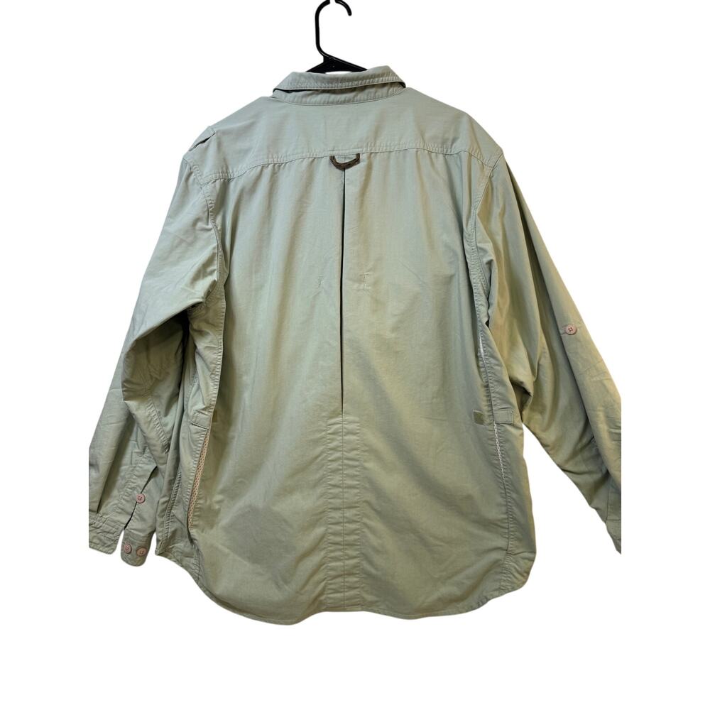 ExOfficio Travel Wear Mens L Green Safari Utility Shirt Long Sleeve Vented